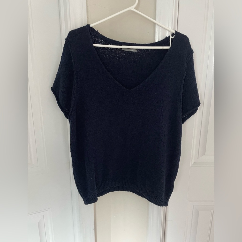 Anthropologie Navy Textured Knit Sweater
